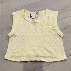 NWT Free People Movement Yellow Sleeveless Knit Top SZ XS/S